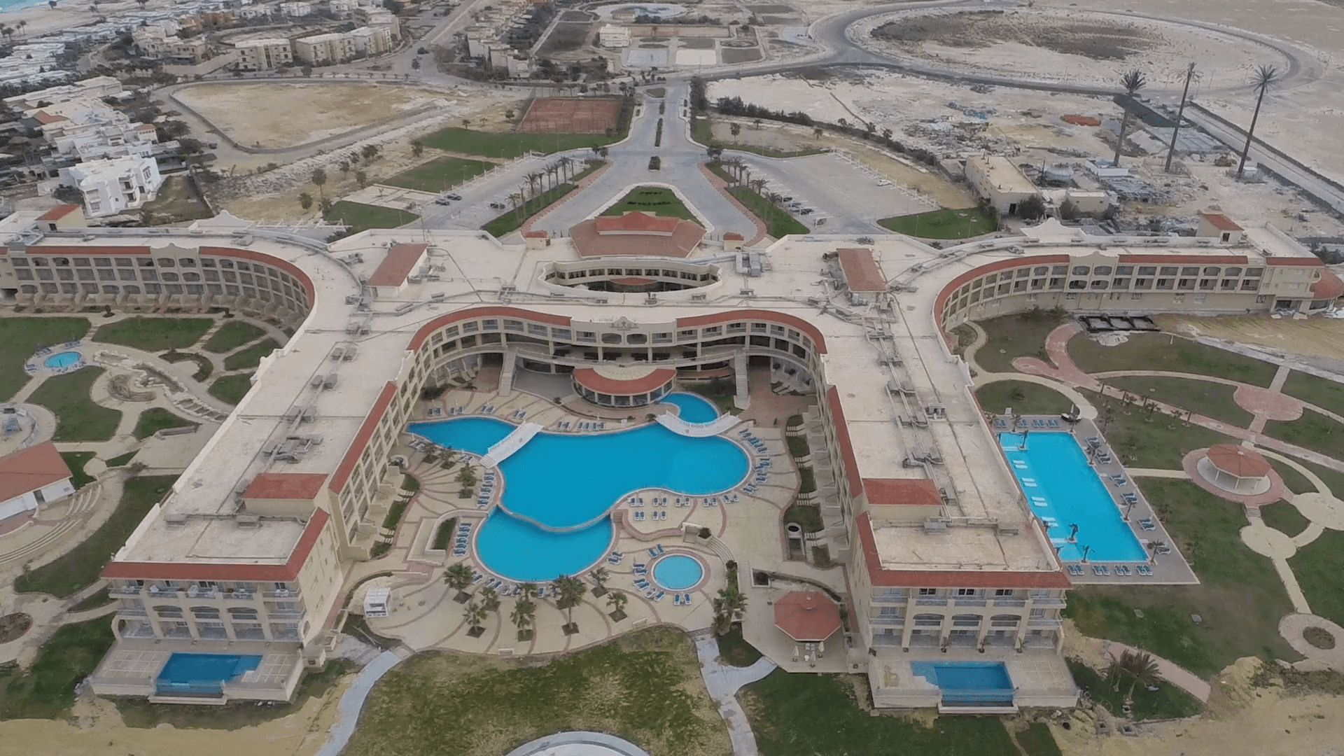Aerial view of a rental resort community